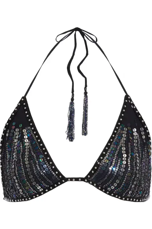 Dundas Embellished Silk Crepe De Chine Bra Top $560