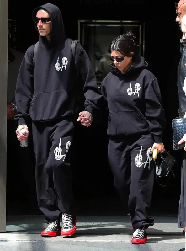 Kourtney Kardashian outfit in Converse, Balenciaga, and Comme Des Garcons, 2022