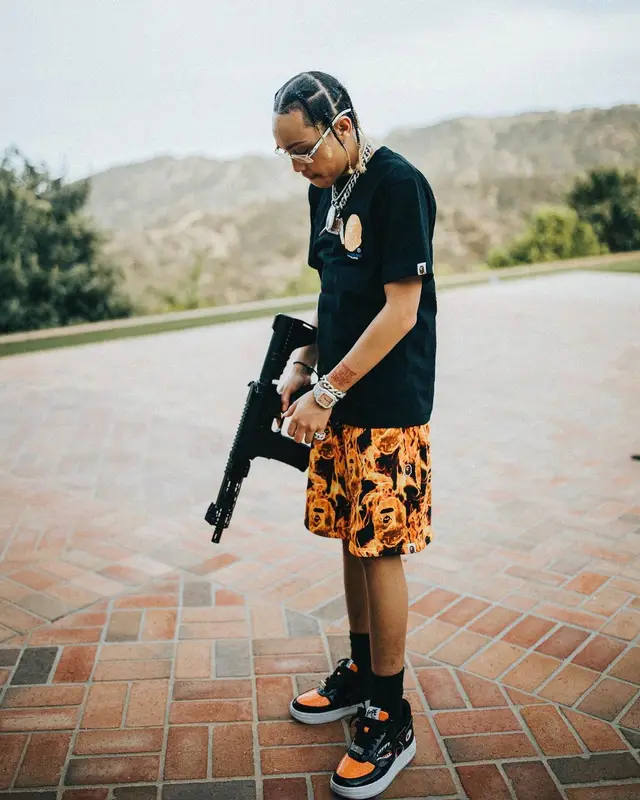 Stunna Gambino outfit in Bape and Cartier, 2021