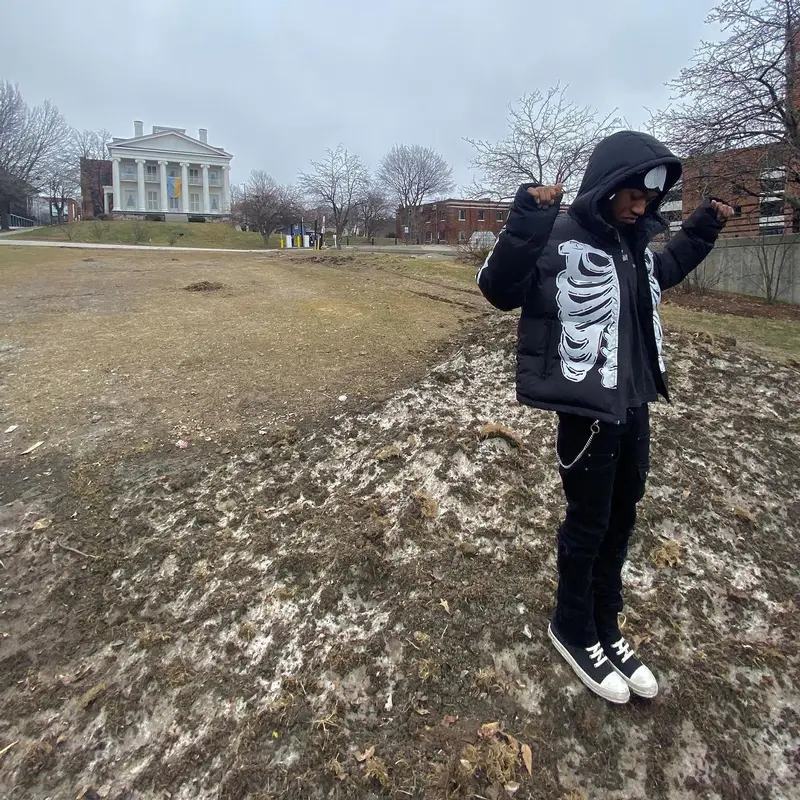 Lil Benny outfit in TheWavyyWay, Rick Owens, and PrayForOurYouth, 2022