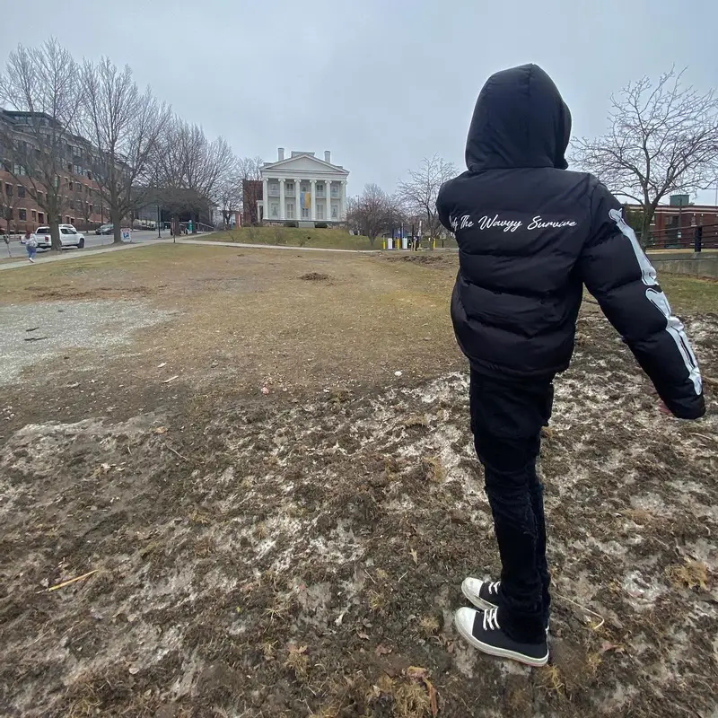 Lil Benny outfit in TheWavyyWay, Rick Owens, and PrayForOurYouth, 2022