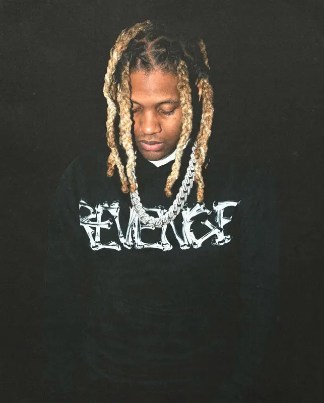 Lil Durk outfit in REVENGE and OTF, 2022