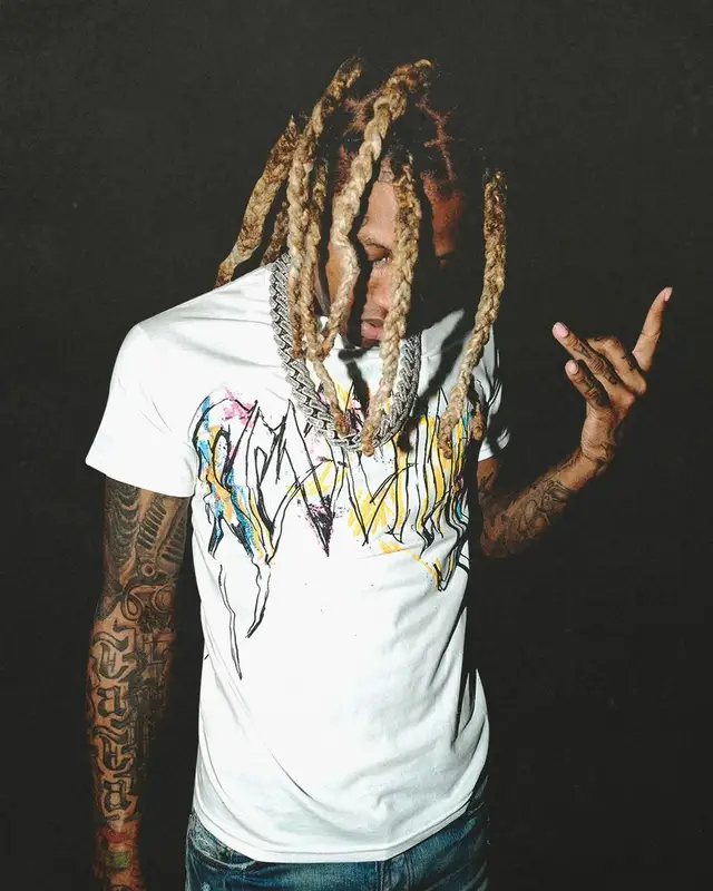 Lil Durk outfit in REVENGE and OTF, 2022