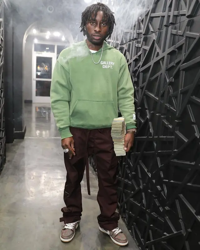 Lil Dann outfit in Gallery Dept., Fear of God, and Nike, 2022
