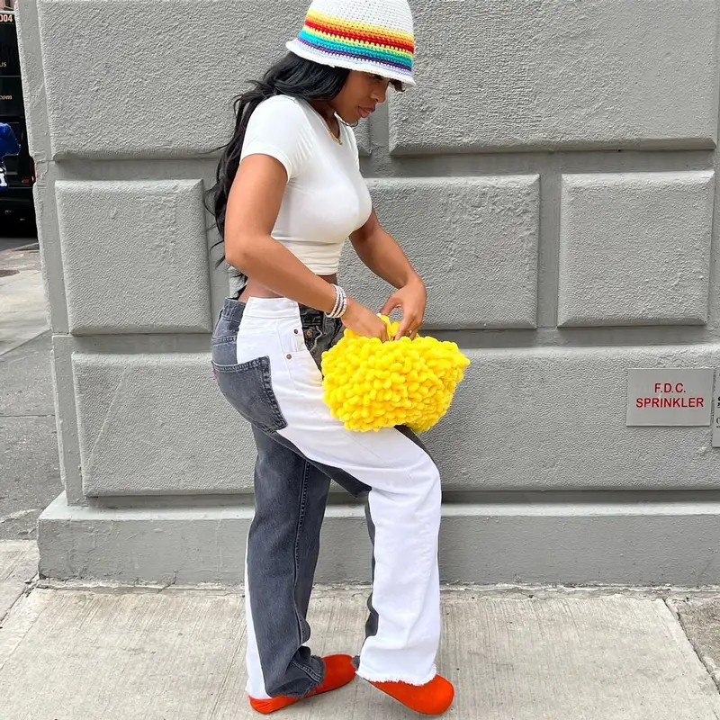 Jayda Wayda outfit in EB Denim, Bottega Veneta, and Loewe, 2022