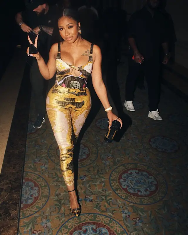 Yung Miami outfit in Versace and Fendi, 2022