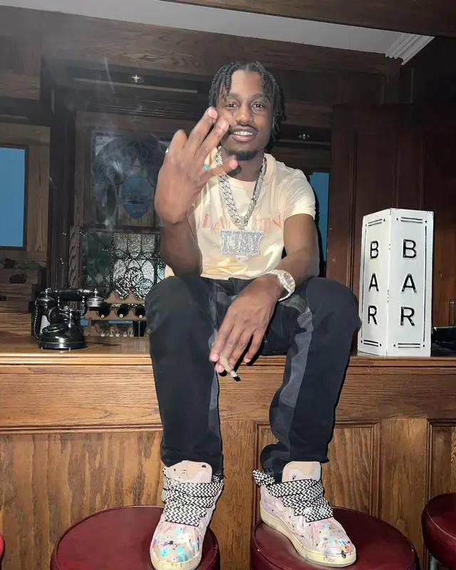 Lil Tjay outfit in Lanvin and Gallery Dept., 2022