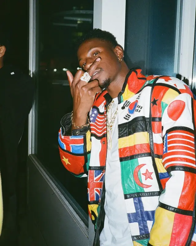 Joey Badass outfit in Levi’s, Casablanca, and Denim Tears, 2022
