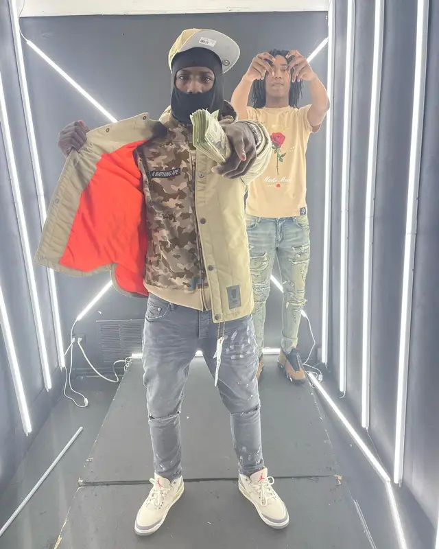 PGF Nuk outfit in Purple Brand, Jordan, and New Era, 2022