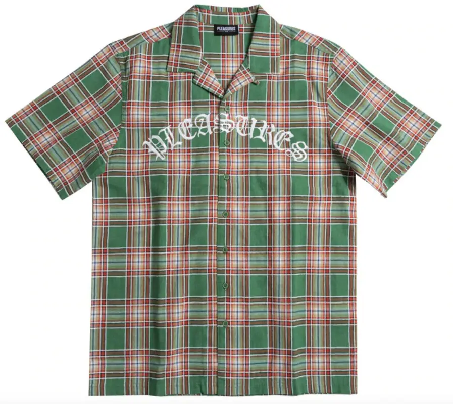 Pleasures Green Arousal Plaid Button Down Shirt $80