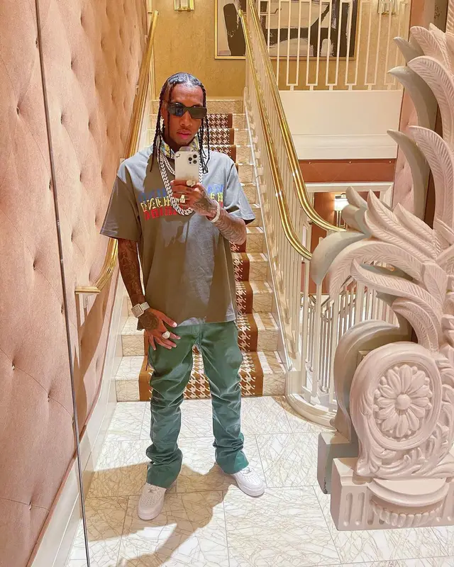 Tyga outfit in Mastermind, Nike, and Prada, 2022