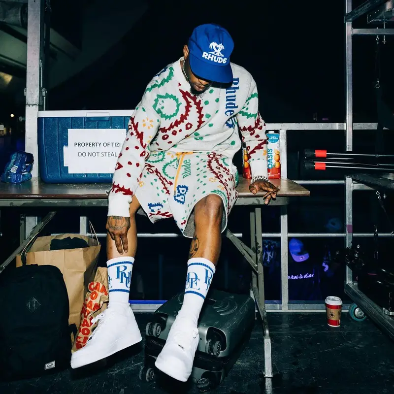 Tory Lanez outfit in Nike and Rhude, 2022