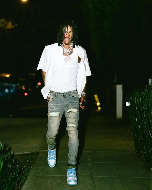 Ja Morant outfit in Louis Vuitton and Serenede, 2022