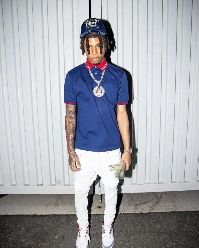 NLE Choppa outfit in Gucci, Jordan, and Gallery Dept., 2022