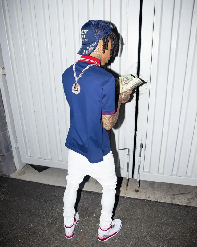 NLE Choppa outfit in Gucci, Jordan, and Gallery Dept., 2022