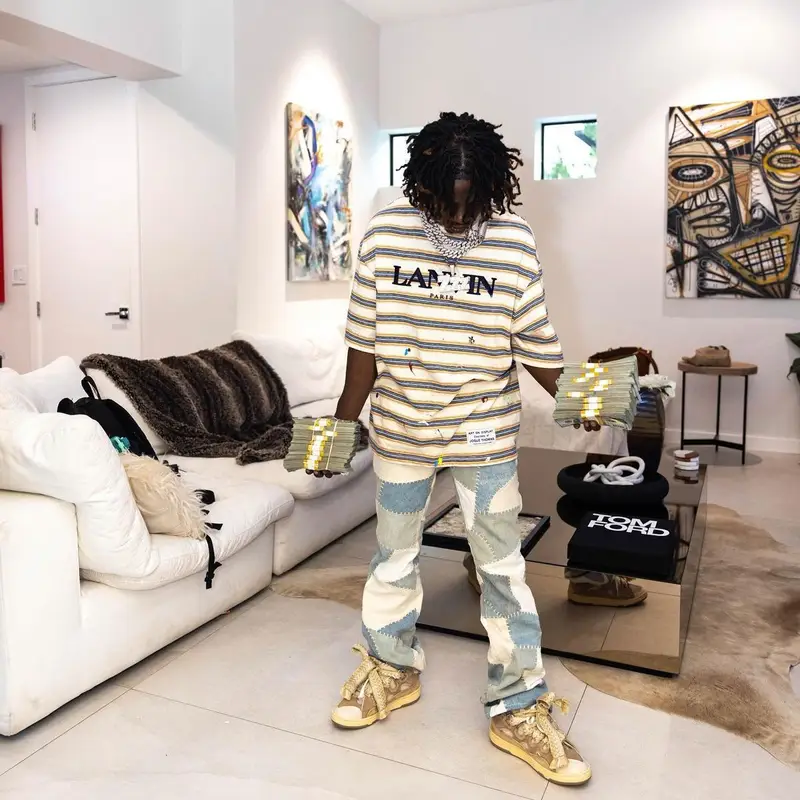 Jackboy outfit in Lanvin, Amiri, and Gallery Dept., 2022