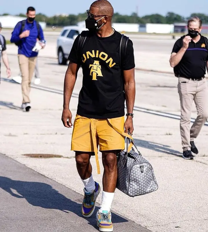Chris Paul outfit in Jordan, Goyard, and Henry Mask, 2021