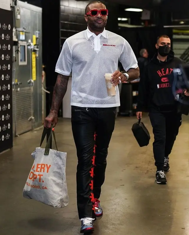PJ Tucker outfit in Prada, Gallery Dept., and Louis Vuitton, 2022