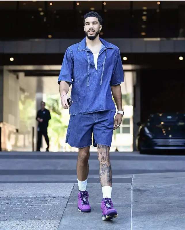 Jayson Tatum outfit in Valentino and Nike, 2022