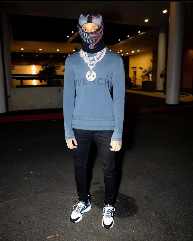 NLE Choppa outfit in Givenchy, Monfrere, and Dior, 2022