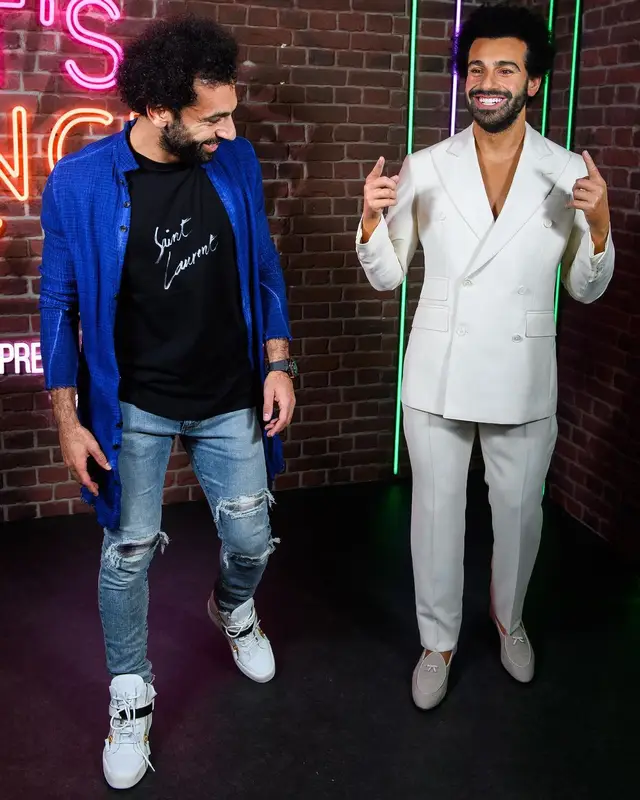 Mohamed Salah outfit in Saint Laurent, Amiri, and Giuseppe Zanotti, 2021