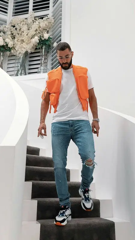 Karim Benzema outfit in Amiri, Cartier, and Louis Vuitton, 2020