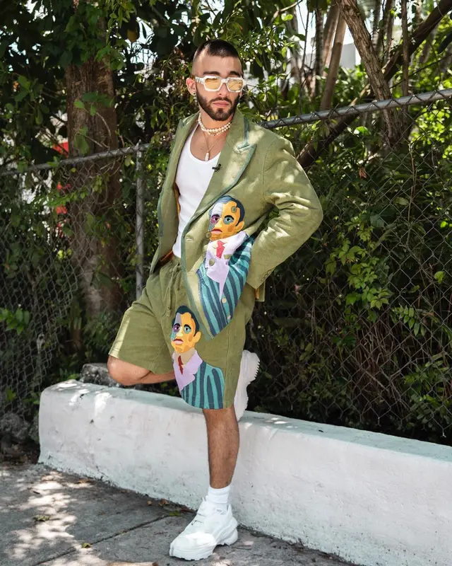 Manuel Turizo outfit in KidSuper, Maison Margiela, and A-Cold-Wall*, 2022