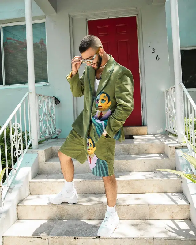 Manuel Turizo outfit in KidSuper, Maison Margiela, and A-Cold-Wall*, 2022