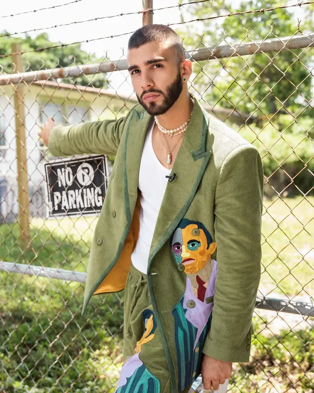 Manuel Turizo outfit in KidSuper, Maison Margiela, and A-Cold-Wall*, 2022
