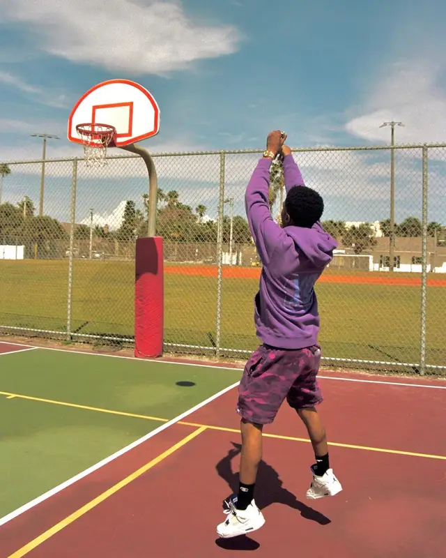 Pierre Bourne outfit in Bape, Jordan, and Champion, 2022