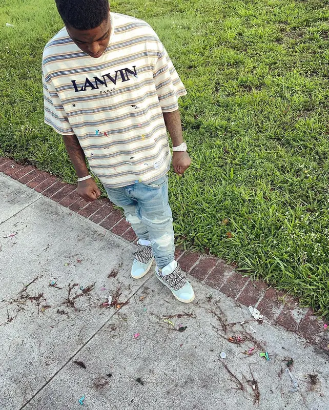 Kodak Black outfit in Lanvin, Amiri, and Gallery Dept., 2022