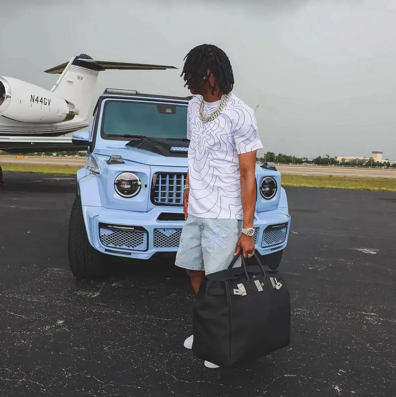 Lil Baby outfit in Marni, Nike, and Hermes, 2022