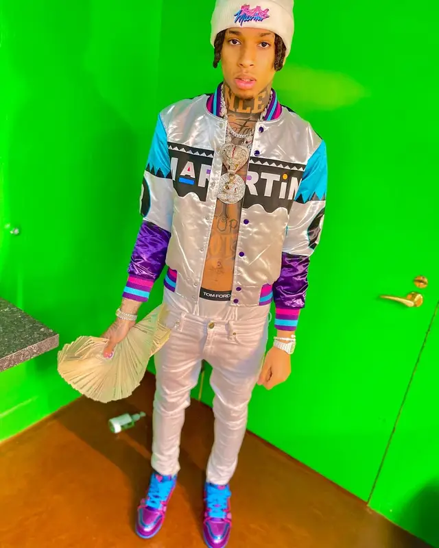 NLE Choppa outfit in Headgear Classics, Louis Vuitton, and Tom Ford, 2022