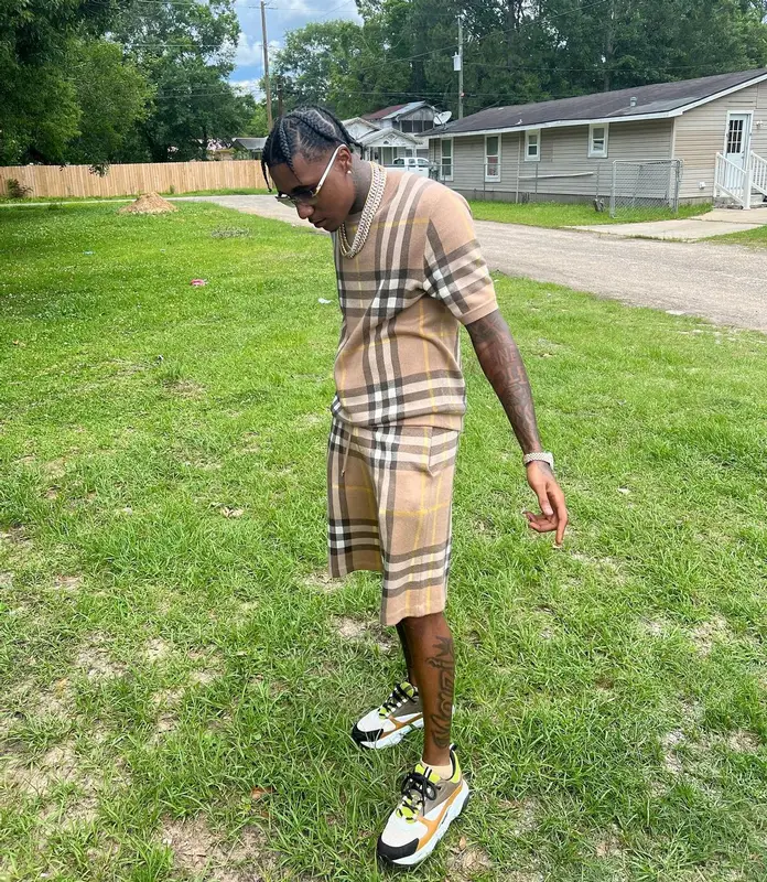 MGM Lett outfit in Burberry, Dior, and Cartier, 2022