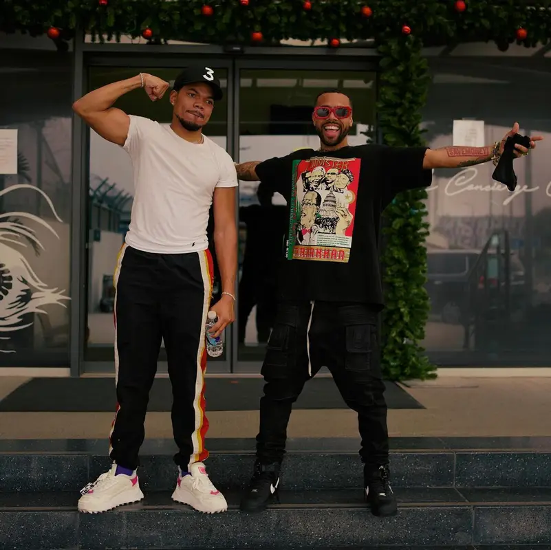 Vic Mensa outfit in Rick Owens, Nike, and Daily Paper, 2022
