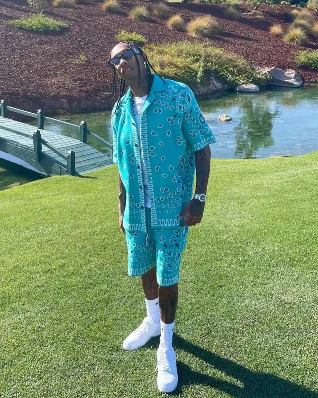 Tyga outfit in Alanui and Nike, 2022