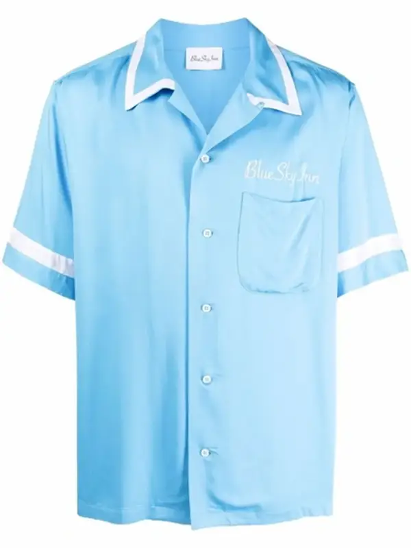 Blue Sky Inn Contrast Trim Embroidered Logo Shirt | WHAT'S ON THE STAR?