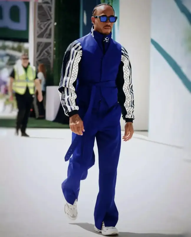 Lewis Hamilton outfit in Louis Vuitton and Off-White, 2022