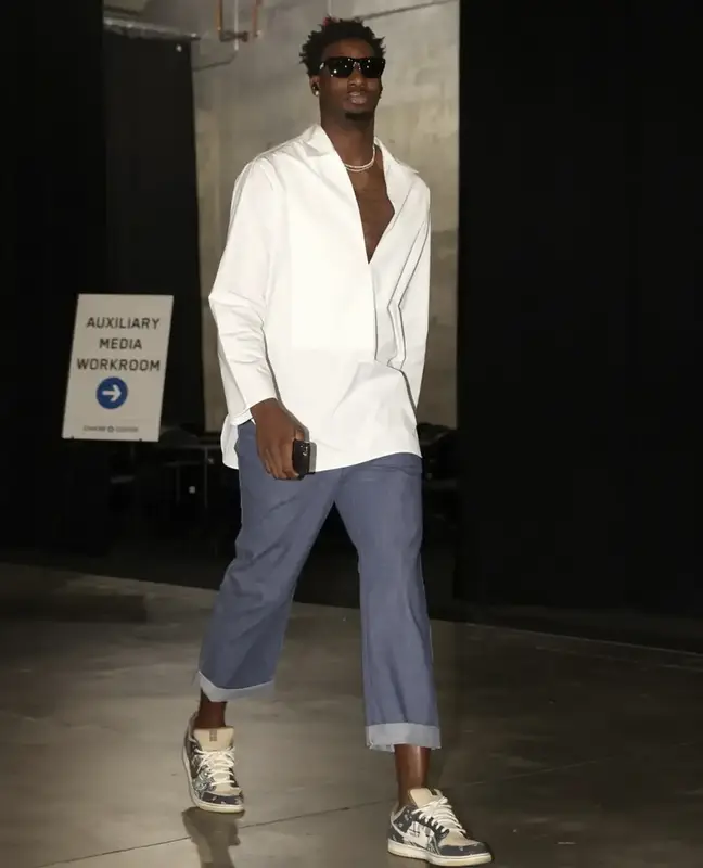 Jaren Jackson Jr. outfit in Jil Sander, Maison Margiela, and Nike, 2022