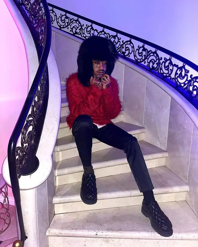 Lil Tracy outfit in Alyx, Bottega Veneta, and Saint Laurent, 2022