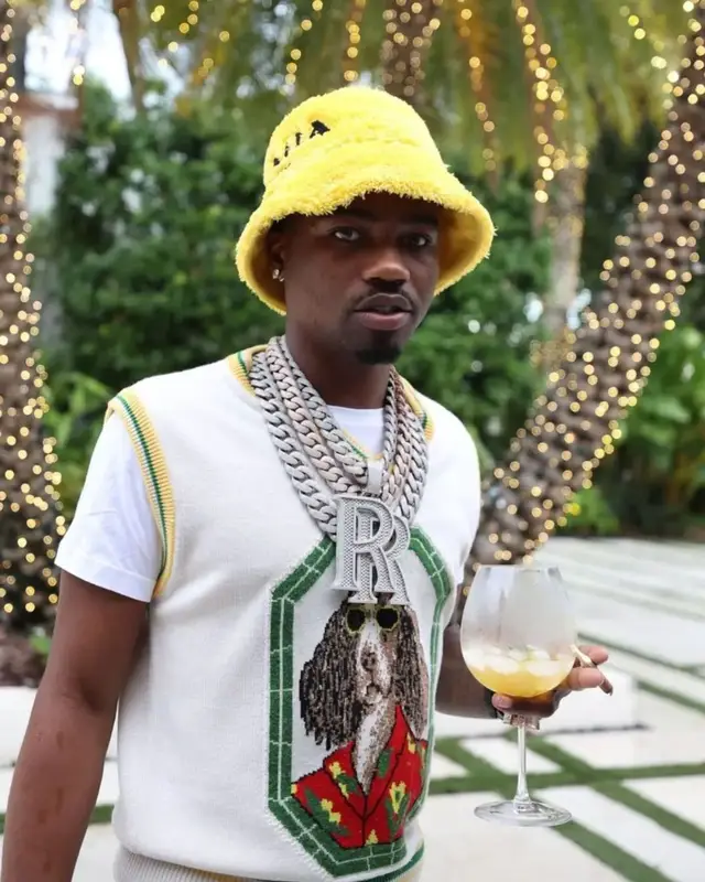 Roddy Ricch outfit in Palm Angels, Lanvin, and Prada, 2022