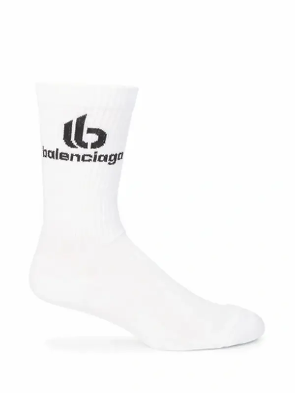 Balenciaga Double B Logo Socks In White $150