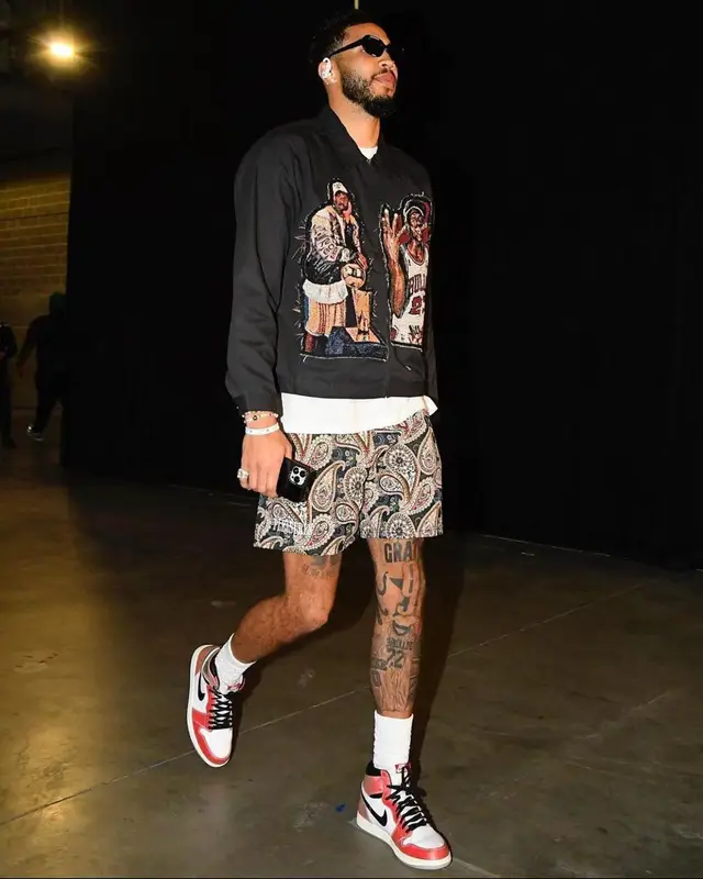 Jayson Tatum outfit in IWOYH, Pleasures, and Nike, 2022