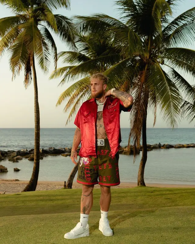 Jake Paul outfit in Gucci, Readymade, and Nike, 2022