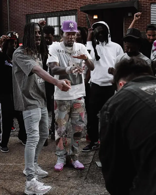 Offset outfit in Kapital, Prada, and New Era, 2022