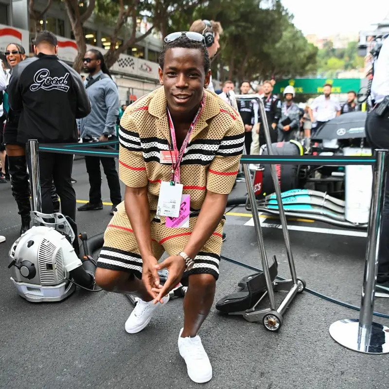 Micheal Ward outfit in Burberry and Nike, 2022