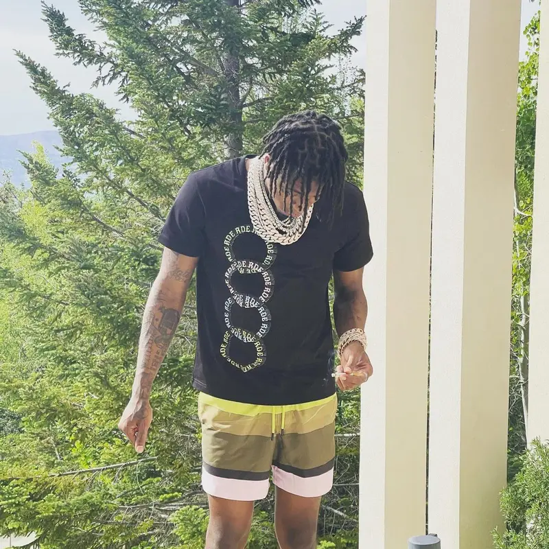 NBA YoungBoy outfit in Dries Van Noten, Off-White, and Jimmy Choo, 2022