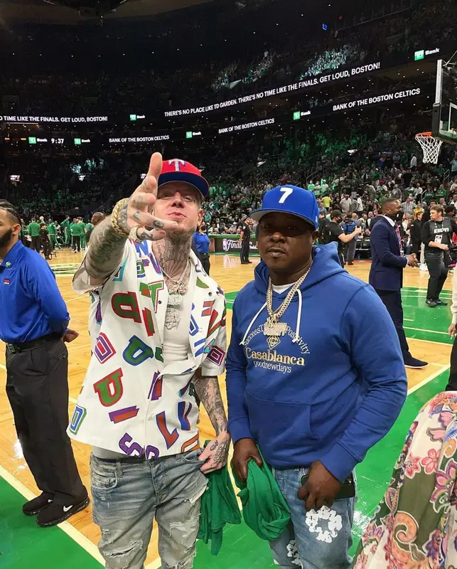 Millyz outfit in Louis Vuitton, Amiri, and NBA, 2022