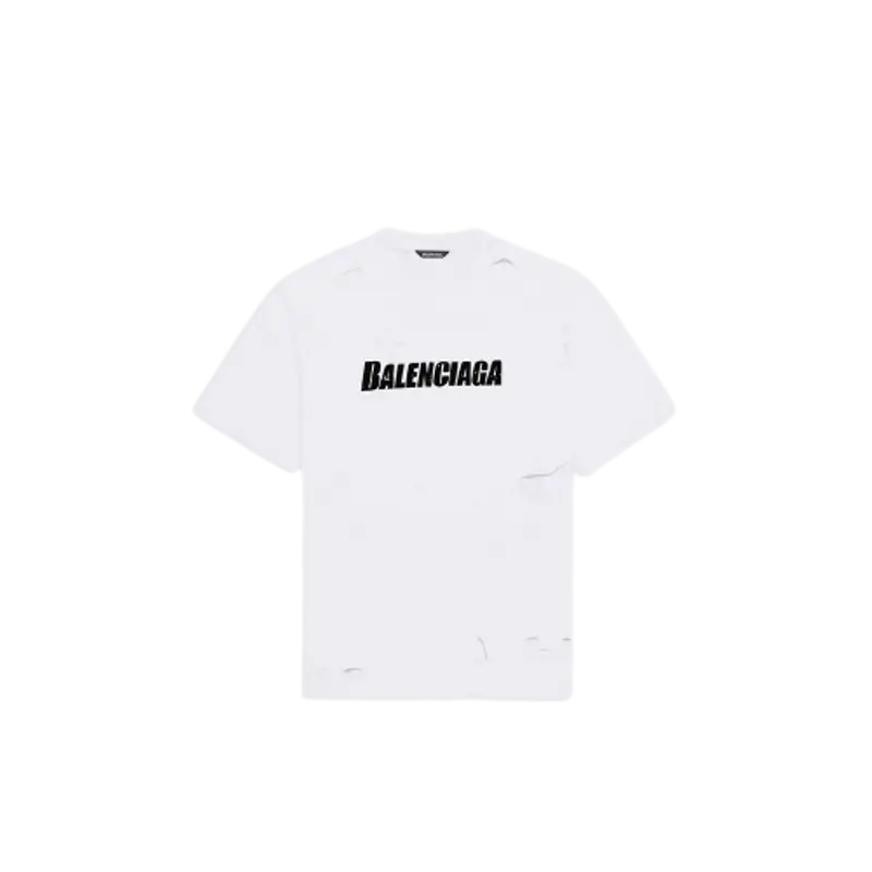 Balenciaga Destroyed T-shirt Boxy Fit in White | WHAT'S ON THE STAR?