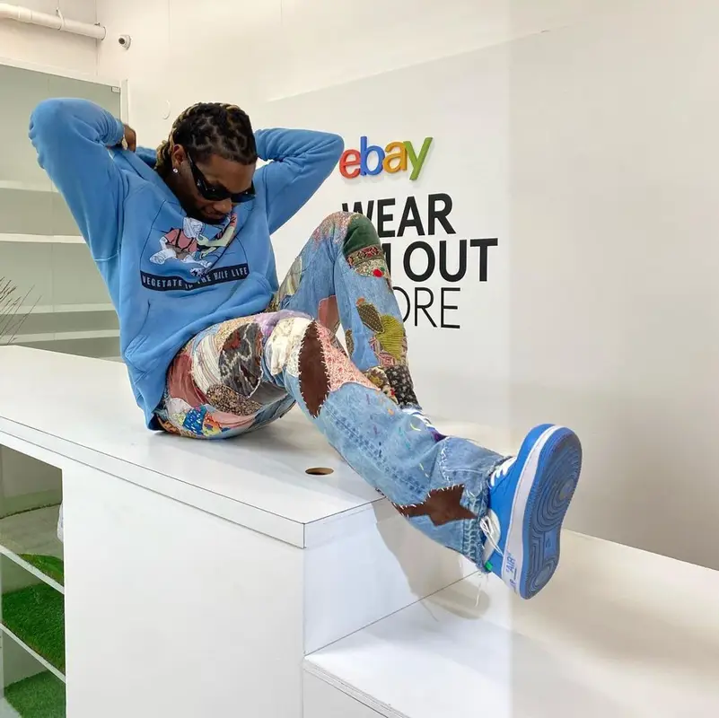 Offset outfit in Enfants Riches Deprimes, Kapital, and Prada, 2022